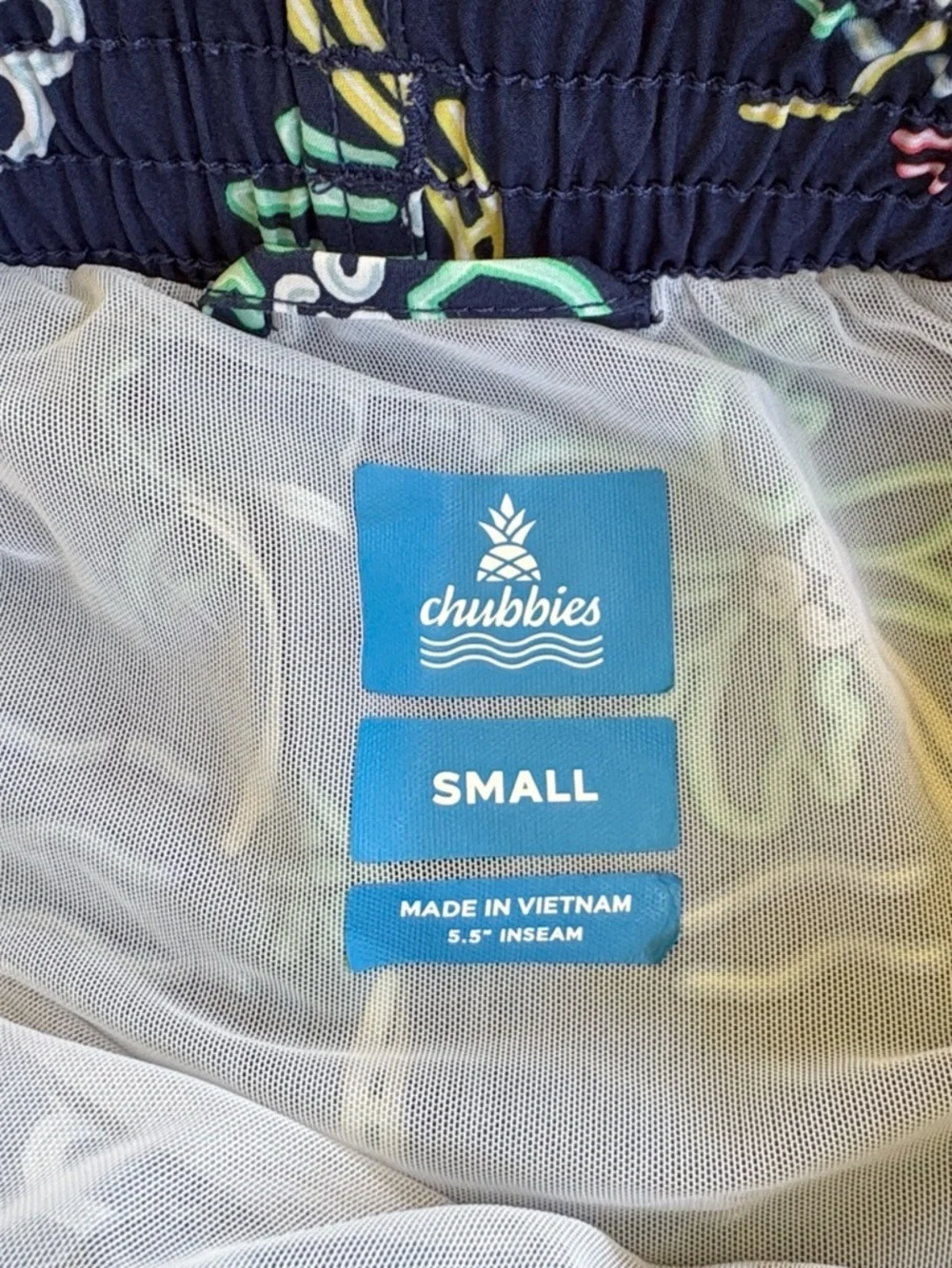 EUC Chubbies Classic Swim Trunks Neon Lights Size Small